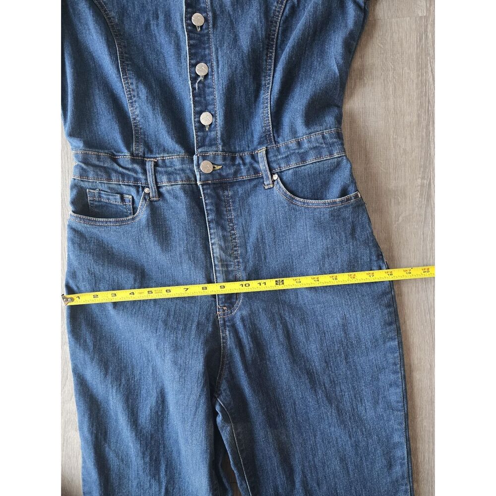 Jessica Simpson Denim Jumper Wide Leg Short Sleeve Stretch Blue Size 13 Tall - Picture 6 of 12